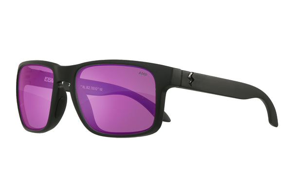 Fuse Lenses AMP V26 Violet Mirror replacement lenses shown in Oakley Holbrook frames
