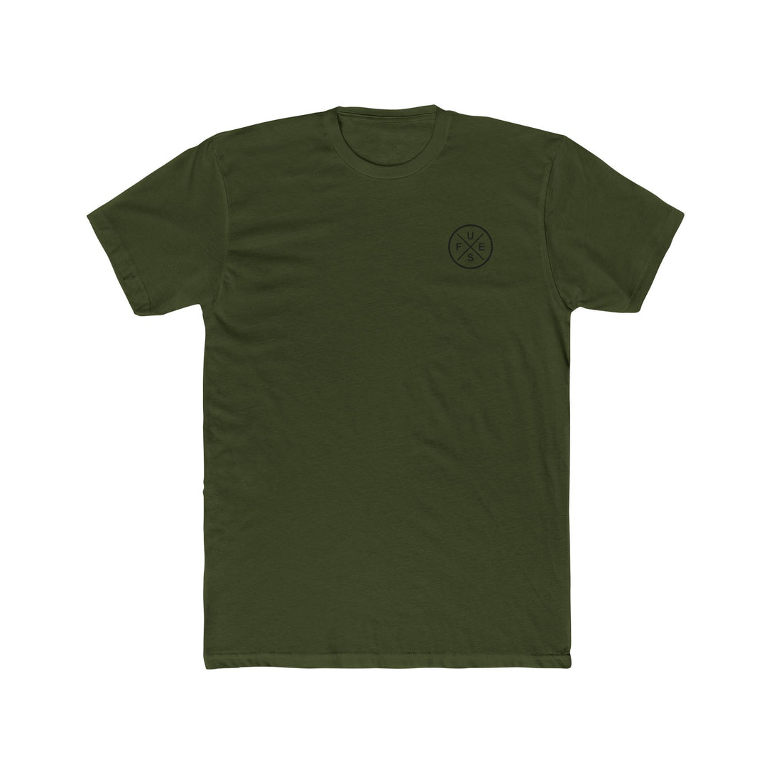 Minimal Fuse Olive Tee — Subtle Front Patch Logo Cotton T-Shirt