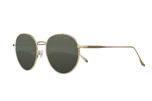 Light Gold Wide Rectangle Rimless Mirrored Sunglasses with